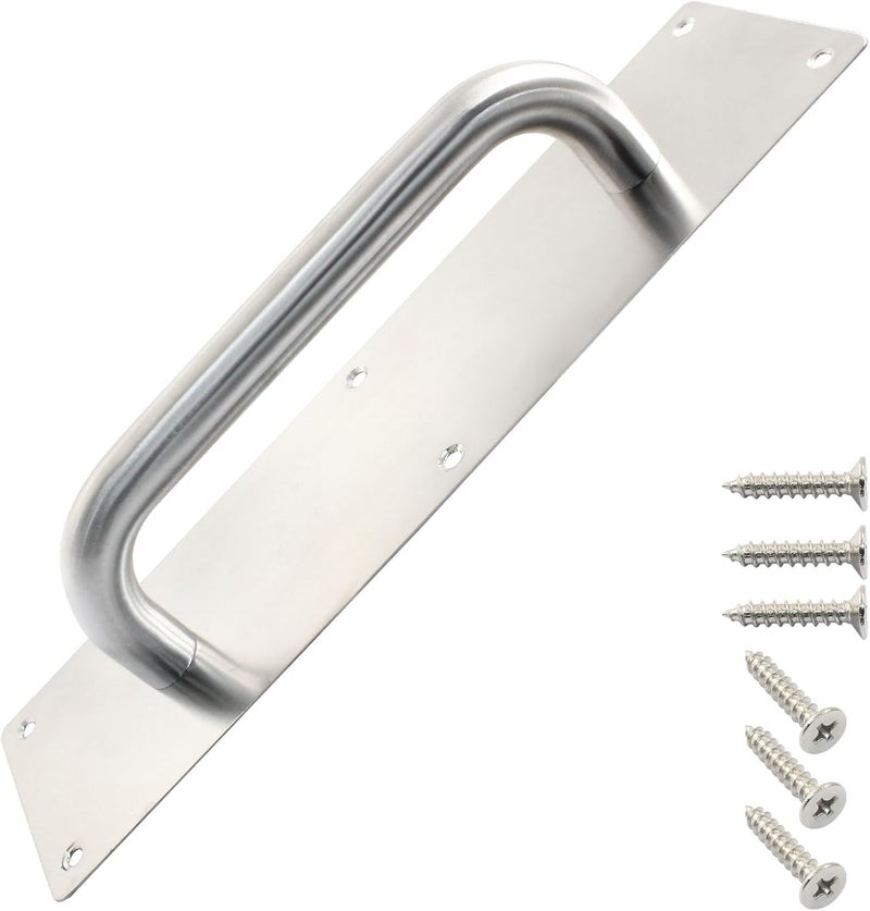 Bivethoi 1Pcs Pull Push Door Plate Handle Stainless Steel Heavy Duty Barn Door Pull with Mounting Screws (Silver, 300x80mm/11.81x3.15inch - Image 1